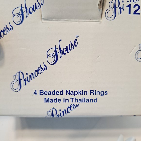 1245 Princess House 4 Beaded Napkin Rings Winter Garden Florals NIP DISCONTINUED - Picture 5 of 9
